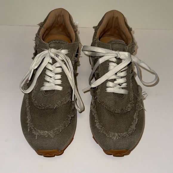 J Slides Olive Eddie Frayed Canvas Sneaker Size 10 Like New Orig $168 - Picture 7 of 9